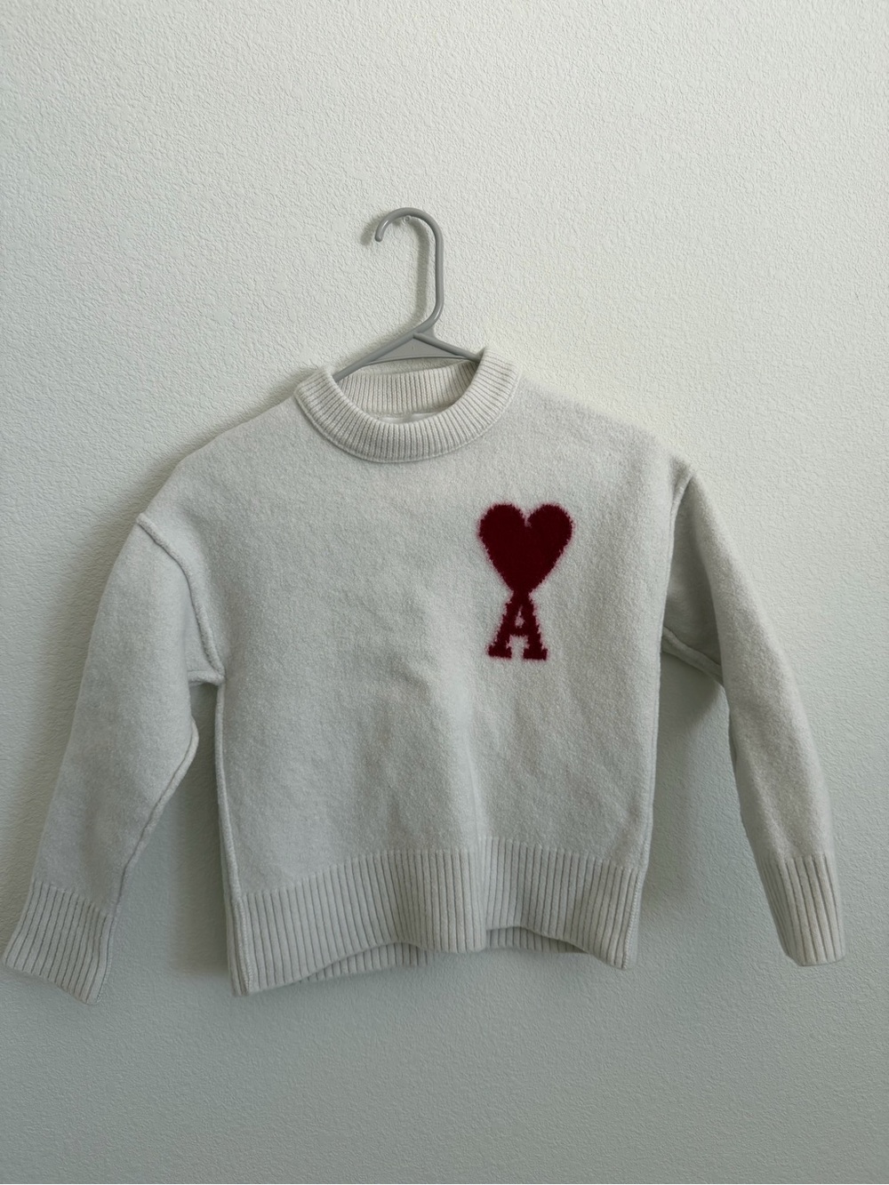 AMI Paris white sweater with red heart